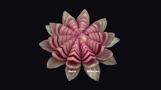 Red Onion Lotus Flower  Beginners Lesson 11 By Mutita The Art Of Fruit And Vegetable Carving Video [upl. by Imotas415]