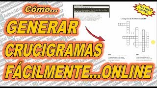 Cómo Generar CRUCIGRAMAS GRATIS Online IMPRIMIBLE  Autoasistencia Digital 😉 [upl. by Nafis]