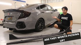 INSTALLING TYPE R STYLE SIDE SKIRT EXTENSIONS ON MY CIVIC SI [upl. by Yecats631]