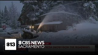 Sierra residents wake up to fresh snow chain controls icy conditions [upl. by Jenesia]