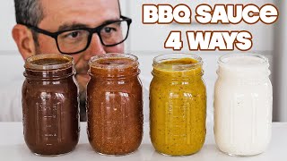 Making Homemade BBQ Sauce 4 Ways » Sweet  Vinegar  Mustard  White [upl. by Nairadas]