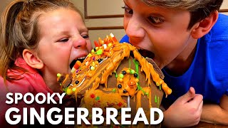 Food Challenge  Halloween Gingerbread Houses [upl. by Cichocki809]