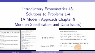 Solutions to Problems 14 A Modern Approach Chapter 9  Introductory Econometrics 43 [upl. by Sinnal868]