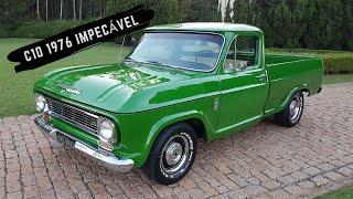 C10 Verde 1976 Original 6 cilindros 🇧🇷 Chevrolet Placa Preta Impecável [upl. by Frazer]