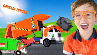 Best Garbage Truck amp Blippi Toys Video for Toddlers  Lawn mower Weed wacker Kid  min min playtime [upl. by Feigin]