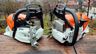 Stihl MS 500i W i 21 amp MS 500i i 20  muffler mod tests [upl. by Nevetse178]