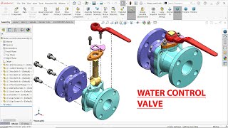 Parts And Assembly of Water Control Valve in Solidworks  Exploded View in SolidWorks [upl. by Iila331]