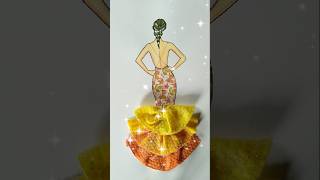 Lets create dress design with tissue paper 😍💛🧡 fashion fashionstyle art viralvideo shorts [upl. by Hanfurd]