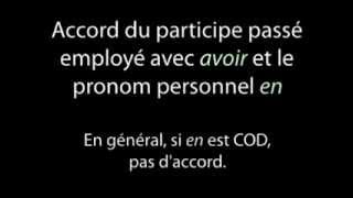 Participe passé  Laccord to participe passé avec avoid quand en est COD [upl. by Haneeja]