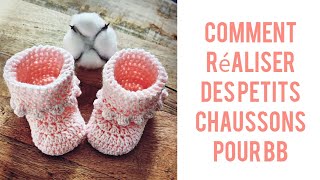 Chaussons bébé au crochet 🌸 [upl. by Olen]