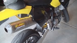 Suzuki DRZ400e Stock Exhaust vs FMF Full Exhaust [upl. by Haven628]