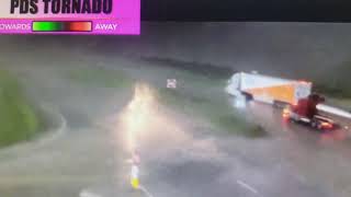 Trucks flipped Incredible Tornado footage on street live cam 52124 near Nevada IA [upl. by Bluefield87]