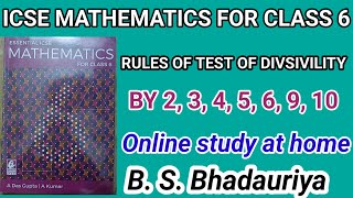 RULES FOR TESTS OF DIVISIBILITY BY 23456910  FACTORS amp MULTIPLES CLASS 6 ICSE MATHS [upl. by Siegler]