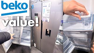 Great value BEKO American Fridge Freezer ASD2442VPS HarvestFresh review tour [upl. by Arrehs]