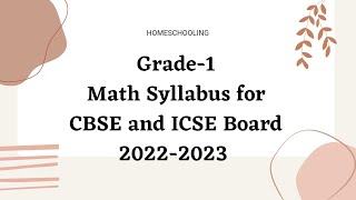 Grade1 Math Syllabus 20222023 for CBSE ICSE and State BoardClass1 detailed Math Syllabus [upl. by Rafaelof]