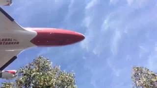 Global SuperTanker Low flyby discharging 726 tons of water over chilean forest fires [upl. by Tnemelc51]