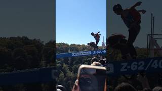 Base jumps Bridge day 2024 basejumps bridgeday2024 westvirginia newrivergorge jumpscare [upl. by Yniatirb]