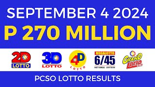 Lotto Result Today 9pm September 4 2024  PCSO Complete [upl. by Cutter258]