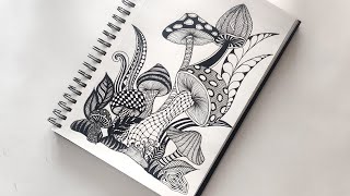 Zentangle art  Zentangle patterns  mushroom zentangles [upl. by Rillis]