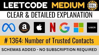 Leetcode MEDIUM 1364  Number of Trusted Contacts MULTIPLE JOINS Explained by Everyday Data Science [upl. by Keldah212]