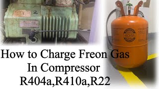 How to charge gas in CompressorHow to fill gas and liquid compressorfreonAc [upl. by Eecal822]