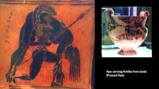 05 Ancient Greece 04 Archaic Exekias Attic black figure amphora with Ajax and Achilles playi [upl. by Esirtal]