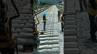 Railroad Track Installation  railroad construction machines [upl. by Atival]