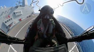 Harrier Vertical Landing on aircraft carrier [upl. by Hpesojnhoj950]