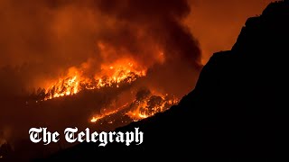 Emergency services struggle to control massive Tenerife wildfire [upl. by Aeslehc]