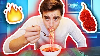 EXTREMELY SPICY GHOST PEPPER NOODLE CHALLENGE [upl. by Shaffert]