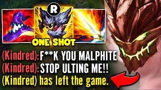 Malphite but I one shot Kindred so many times he rage quits the game HE WAS MALDING [upl. by Manard177]