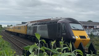 Hinckley station Network Rail Test train 1Z23 ￼Colas HST 43357432744327443357 23524 [upl. by Yelkrab370]