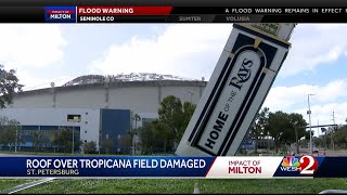 Tropicana Fields roof blown off during Hurricane Milton [upl. by Bunch]