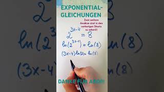 EXPONENTIALGLEICHUNGEN LÖSEN mathematik maths youtubeshorts [upl. by Mahda]