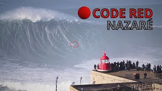 RED CODE at NAZARÉ Nazaré Biggest Swells nazare bigwavesurfing redcode [upl. by Killy]