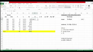 Variance for Grouped Data Using Excel [upl. by Acinehs]