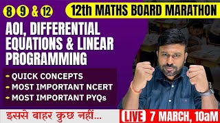 AOI Differential Equation Linear Programming 🔥Final One Shot  Class 12th Maths Board Marathon [upl. by Namlas]