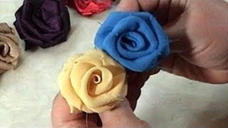 DIY How to make Fabric Flowers Roses Satin Chiffon Tutorial [upl. by Oleta227]