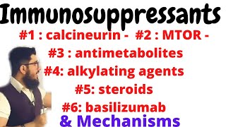 immunosuppressants in Urdu Hindi calcineurin MTOR antimetabolites alkylating agents steroids [upl. by Attenna4]