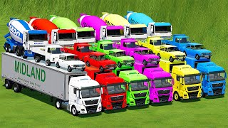 TRANSPORTING CEMENT TRUCKS TRABANT amp WATERMELONS WITH MAN TRUCKS Farming Simulator 22 [upl. by Enirehtak]