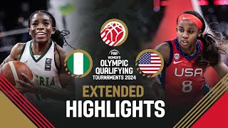 Nigeria 🇳🇬 v USA 🇺🇸  Extended Highlights  FIBA Womens OQT 2024 [upl. by Arukas]