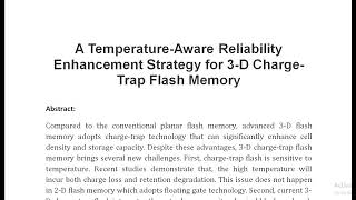 A Temperature Aware Reliability Enhancement Strategy for 3 D Charge Trap Flash Memory [upl. by Nikoletta585]