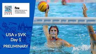 ReLIVE  USA v SVK  Day 1  FINA World Mens Junior Water Polo Championships 2021 [upl. by Inol]