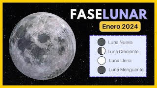 🌘Fases de la luna enero 2024✨Calendario Lunar de enero 2024🌙Luna hoy luna calendariolunar youtube [upl. by Lrig743]