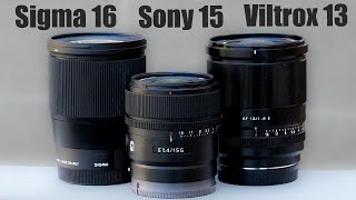 Sony 15mm f14 vs Sigma 16mm f14 vs Viltrox 13mm f14 with the ZVE10 [upl. by Brooke471]