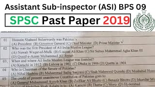 Assistant SubInspector ASI Past Paper 2019  SPSC  Past Papers  Solved  Mr BHB [upl. by Ebbie]