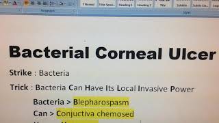 Medical mnemonic  Bacterial Corneal Ulcer  Trick for Tat [upl. by Elahcim]