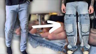 Upcycling Skinny Jeans Into Distressed Patchwork Denim  Easy DIY Sewing [upl. by Annehsat463]