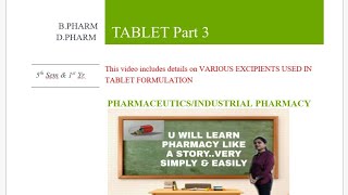 EXCIPIENTS USED FOR TABLET FORMULATION [upl. by Gaiser]