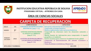 CARPETA DE RECUPERACION  CCSS VII CICLO  3ERO  2021 [upl. by Gilboa]